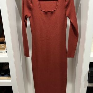 Elegant Rust Sweater Dress